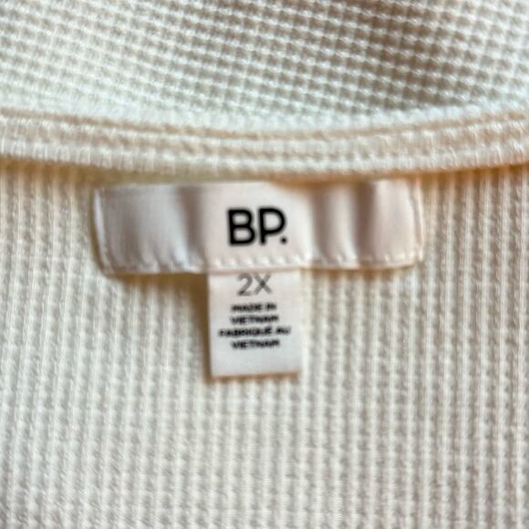 BP WRAP WAFFLE KNIT TOP RUCHING AT WAIST NEUTRAL IVORY CREAM 2X - Picture 8 of 9